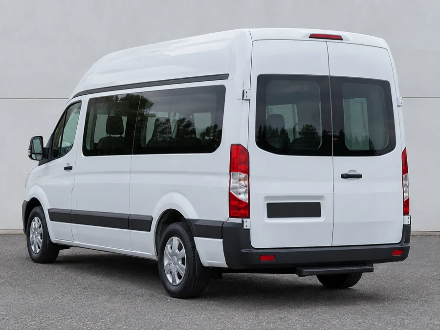 High roof wheelchair accessible van seen from the rear three-quarter angle